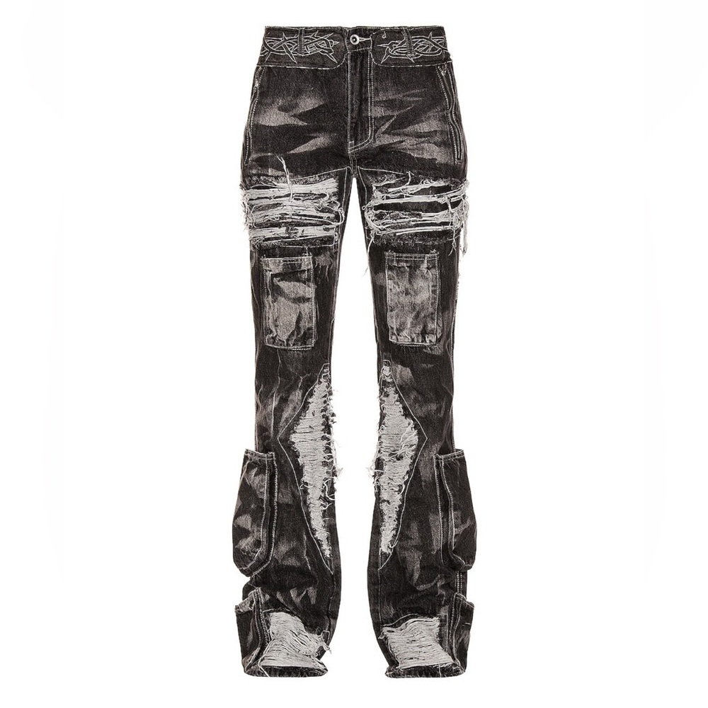 NEVER WORN, Who Decides War (Ev Bravado) Thorned Pocket Denim in Coal - Men’s